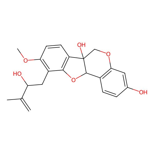 2D Structure of 10-(2-Hydroxy-3-methylbut-3-enyl)-9-methoxy-6,11a-dihydro-[1]benzofuro[3,2-c]chromene-3,6a-diol