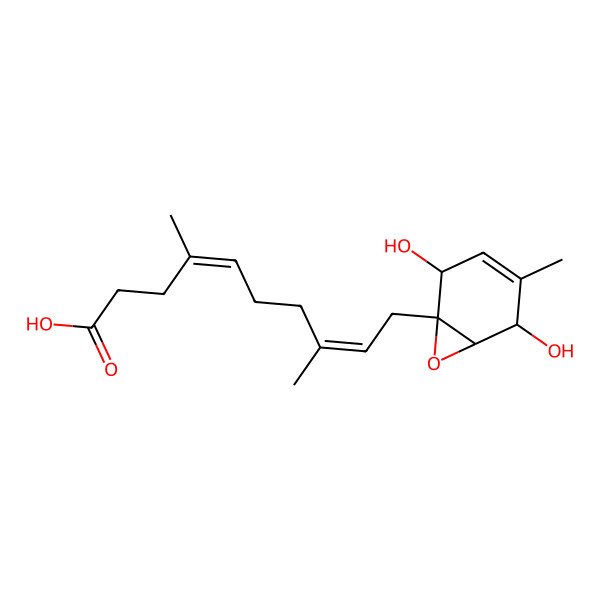 2D Structure of 10-(2,5-Dihydroxy-4-methyl-7-oxabicyclo[4.1.0]hept-3-en-1-yl)-4,8-dimethyldeca-4,8-dienoic acid