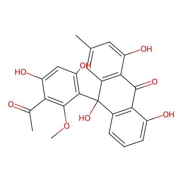 2D Structure of 10-(3-Acetyl-4,6-dihydroxy-2-methoxyphenyl)-1,8,10-trihydroxy-3-methylanthracen-9-one