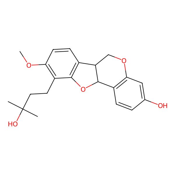 2D Structure of 10-(3-hydroxy-3-methylbutyl)-9-methoxy-6a,11a-dihydro-6H-[1]benzofuro[3,2-c]chromen-3-ol