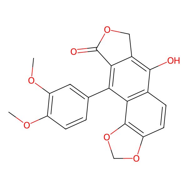 2D Structure of 10-(3,4-Dimethoxyphenyl)-6-hydroxyfuro[3',4':6,7]naphtho[1,2-d]-1,3-dioxol-9(7h)-one