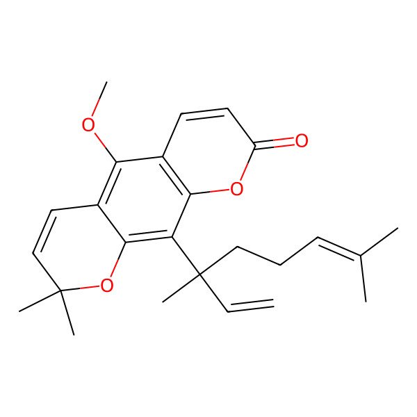2D Structure of 10-(3,7-Dimethylocta-1,6-dien-3-yl)-5-methoxy-2,2-dimethylpyrano[3,2-g]chromen-8-one
