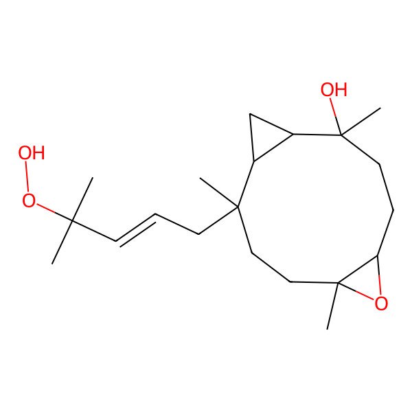 2D Structure of 10-(4-Hydroperoxy-4-methylpent-2-enyl)-2,7,10-trimethyl-6-oxatricyclo[9.1.0.05,7]dodecan-2-ol