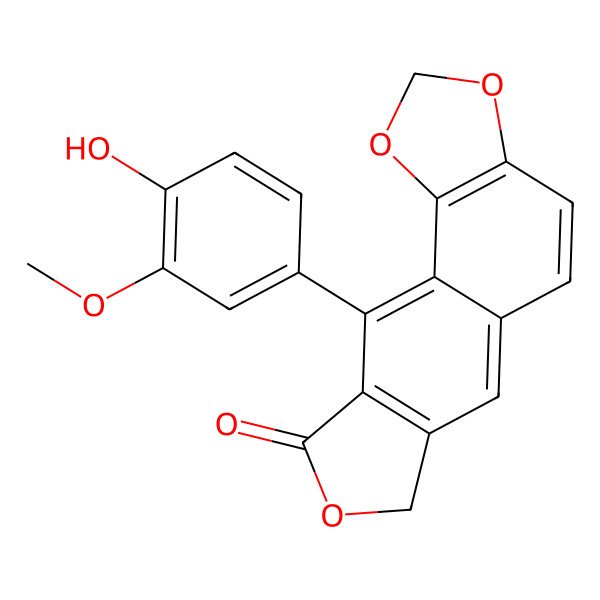2D Structure of 10-(4-hydroxy-3-methoxyphenyl)-7H-[2]benzofuro[5,6-g][1,3]benzodioxol-9-one
