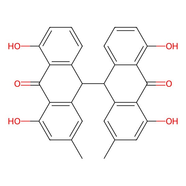 2D Structure of 10-(4,5-dihydroxy-2-methyl-10-oxo-9H-anthracen-9-yl)-1,8-dihydroxy-3-methyl-10H-anthracen-9-one