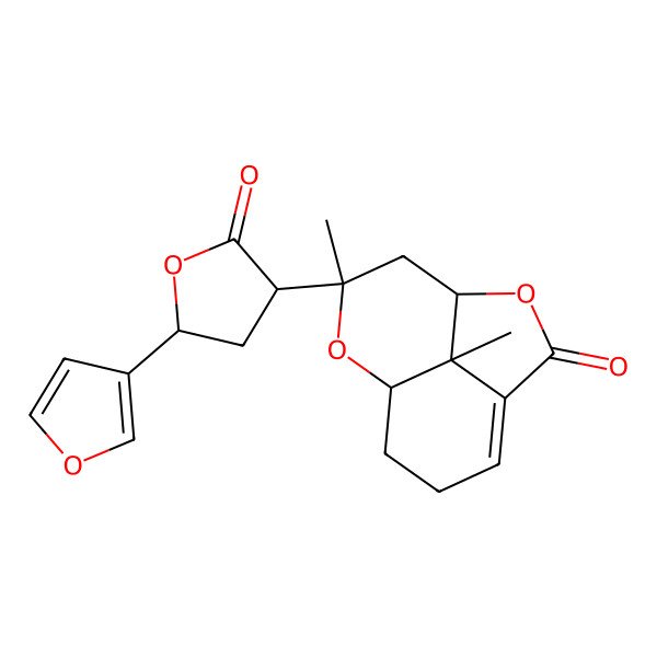 2D Structure of 10-[5-(Furan-3-yl)-2-oxooxolan-3-yl]-10,12-dimethyl-2,9-dioxatricyclo[6.3.1.04,12]dodec-4-en-3-one