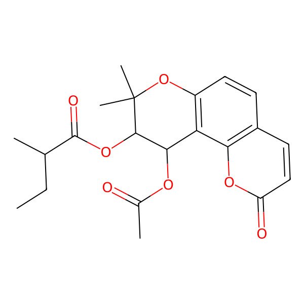 2D Structure of (10-Acetyloxy-8,8-dimethyl-2-oxo-9,10-dihydropyrano[2,3-f]chromen-9-yl) 2-methylbutanoate