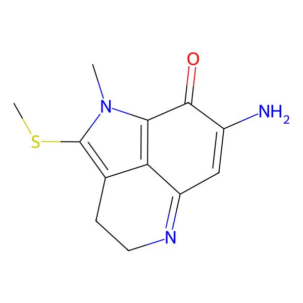 2D Structure of 10-Amino-2-methyl-3-methylsulfanyl-2,7-diazatricyclo[6.3.1.04,12]dodeca-1(12),3,7,9-tetraen-11-one