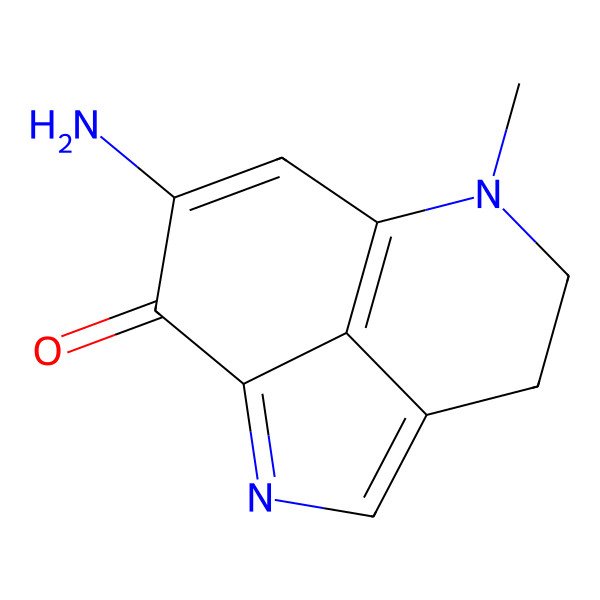 2D Structure of 10-amino-7-methyl-2,7-diazatricyclo[6.3.1.04,12]dodeca-1,3,8(12),9-tetraen-11-one