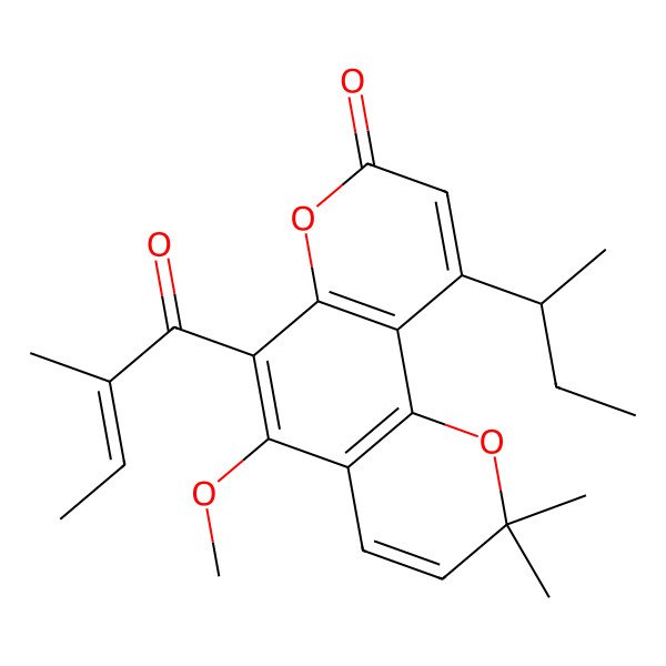 2D Structure of 10-Butan-2-yl-5-methoxy-2,2-dimethyl-6-(2-methylbut-2-enoyl)pyrano[2,3-f]chromen-8-one