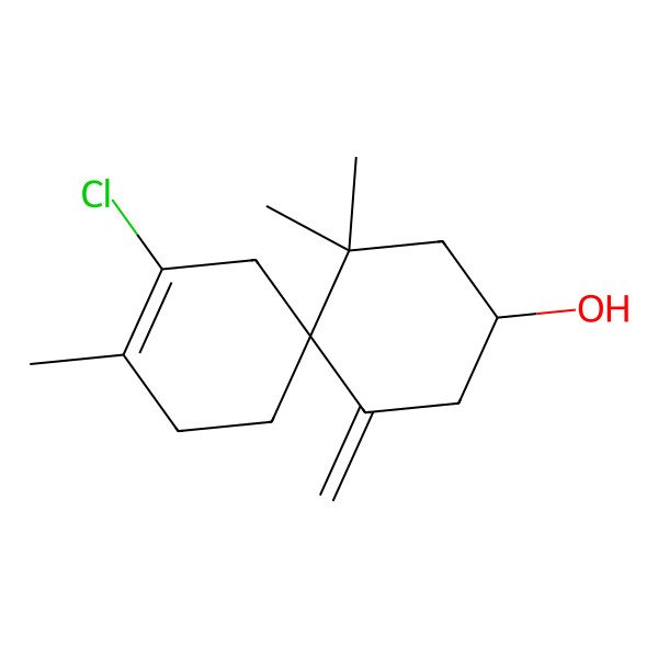 2D Structure of 10-Chloro-5,5,9-trimethyl-1-methylidenespiro[5.5]undec-9-en-3-ol