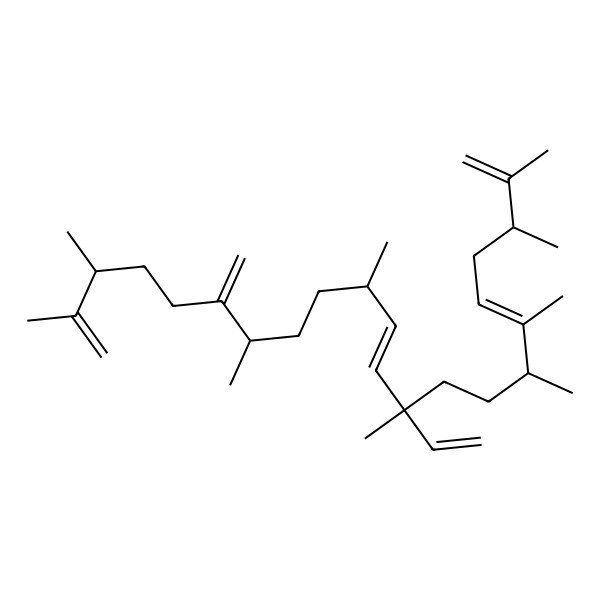 2D Structure of 10-Ethenyl-2,3,6,7,10,13,16,20,21-nonamethyl-17-methylidenedocosa-1,5,11,21-tetraene