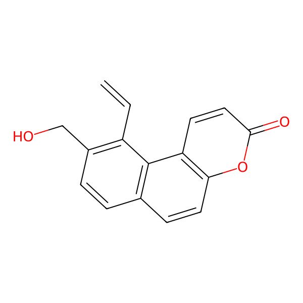 2D Structure of 10-Ethenyl-9-(hydroxymethyl)benzo[f]chromen-3-one