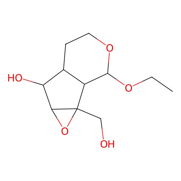 2D Structure of 10-Ethoxy-2-(hydroxymethyl)-3,9-dioxatricyclo[4.4.0.02,4]decan-5-ol