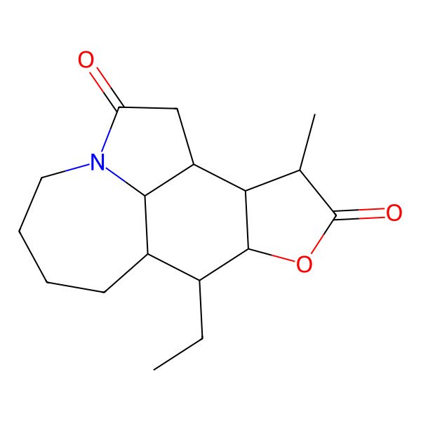 2D Structure of 10-Ethyl-14-methyl-12-oxa-4-azatetracyclo[7.6.1.04,16.011,15]hexadecane-3,13-dione
