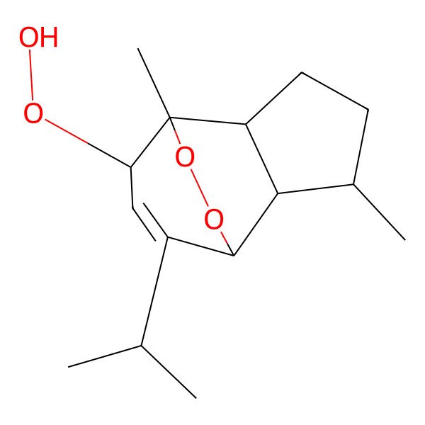 2D Structure of 10-Hydroperoxy-1,5-dimethyl-8-propan-2-yl-11,12-dioxatricyclo[5.3.2.02,6]dodec-8-ene