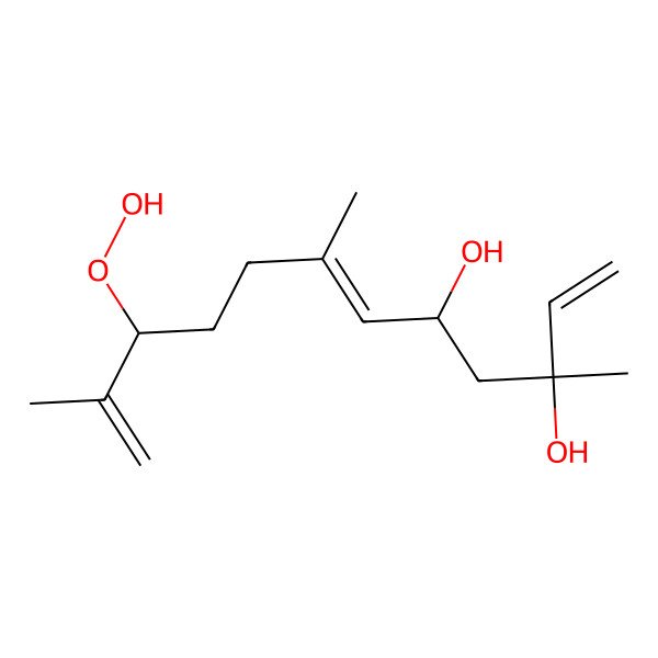 2D Structure of 10-Hydroperoxy-3,7,11-trimethyldodeca-1,6,11-triene-3,5-diol
