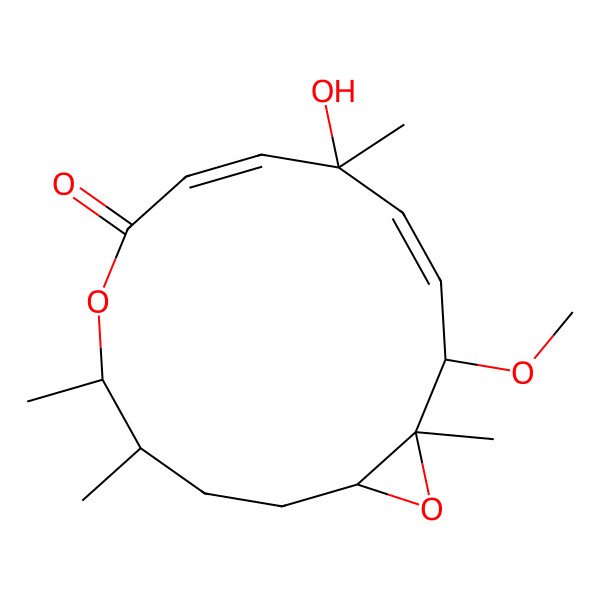 2D Structure of 10-Hydroxy-13-methoxy-4,5,10,14-tetramethyl-6,15-dioxabicyclo[12.1.0]pentadeca-8,11-dien-7-one