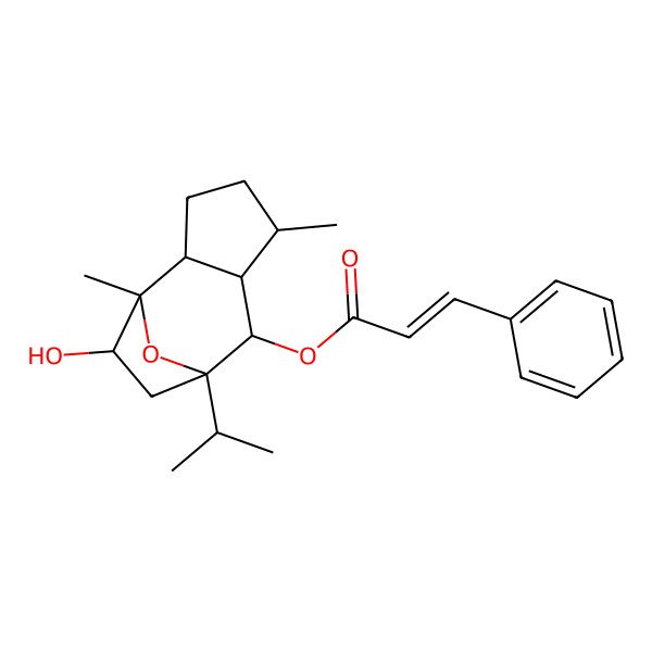 2D Structure of (10-Hydroxy-1,5-dimethyl-8-propan-2-yl-11-oxatricyclo[6.2.1.02,6]undecan-7-yl) 3-phenylprop-2-enoate