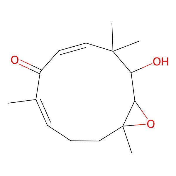 2D Structure of 10-Hydroxy-1,5,9,9-tetramethyl-12-oxabicyclo[9.1.0]dodeca-4,7-dien-6-one