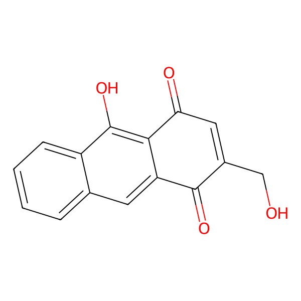 2D Structure of 10-Hydroxy-2-hydroxymethyl-1,4-anthraquinone