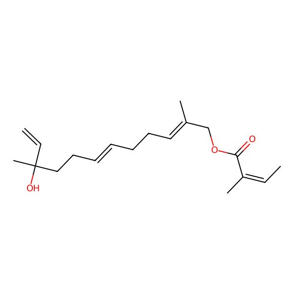 2D Structure of (10-Hydroxy-2,10-dimethyldodeca-2,6,11-trienyl) 2-methylbut-2-enoate