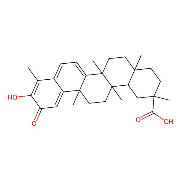 2D Structure of 10-Hydroxy-2,4a,6a,6a,9,14a-hexamethyl-11-oxo-1,3,4,5,6,13,14,14b-octahydropicene-2-carboxylic acid