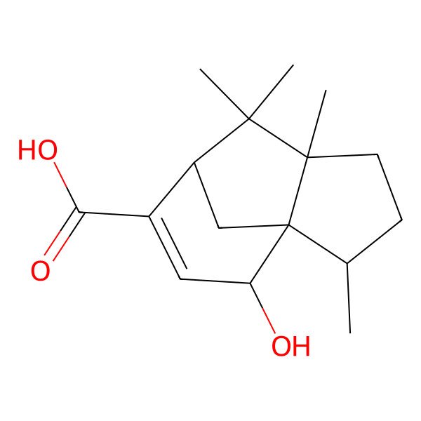 2D Structure of 10-Hydroxy-2,5,6,6-tetramethyltricyclo[5.3.1.01,5]undec-8-ene-8-carboxylic acid