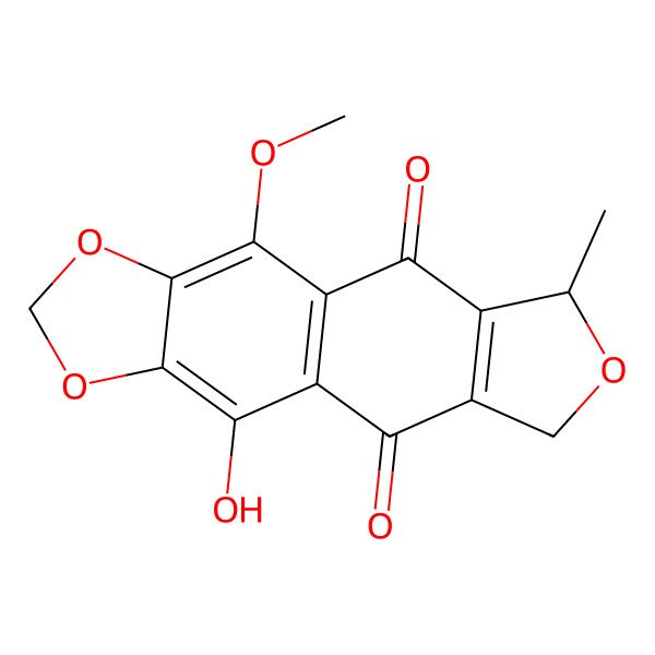 2D Structure of 10-Hydroxy-4-methoxy-6-methyl-6,8-dihydro-[2]benzofuro[5,6-f][1,3]benzodioxole-5,9-dione