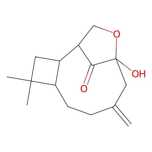 2D Structure of 10-Hydroxy-4,4-dimethyl-8-methylidene-11-oxatricyclo[8.2.1.02,5]tridecan-13-one