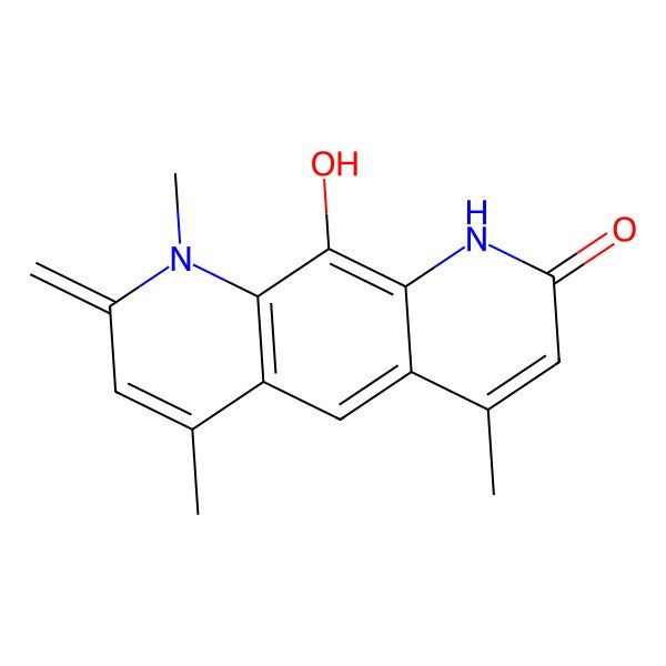 2D Structure of 10-hydroxy-4,6,9-trimethyl-8-methylidene-1H-pyrido[3,2-g]quinolin-2-one