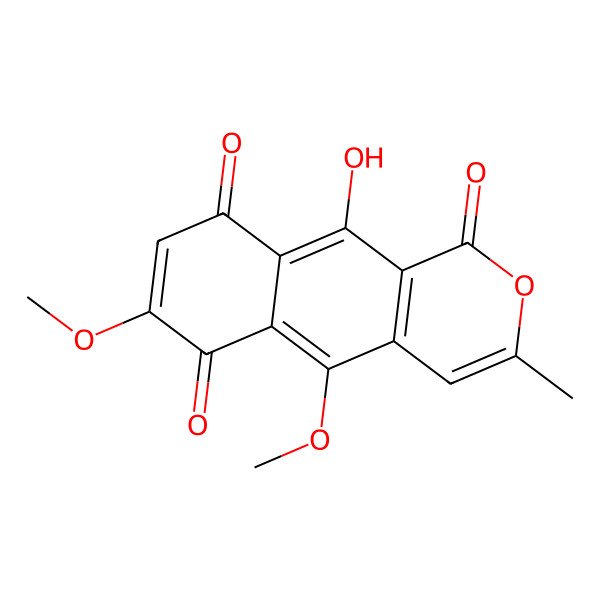 2D Structure of 10-Hydroxy-5,7-dimethoxy-3-methylbenzo[g]isochromene-1,6,9-trione