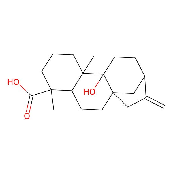 2D Structure of (1S,4S,5R,9R,10S,13R)-10-hydroxy-5,9-dimethyl-14-methylidenetetracyclo[11.2.1.0^{1,10.0^{4,9]hexadecane-5-carboxylic acid