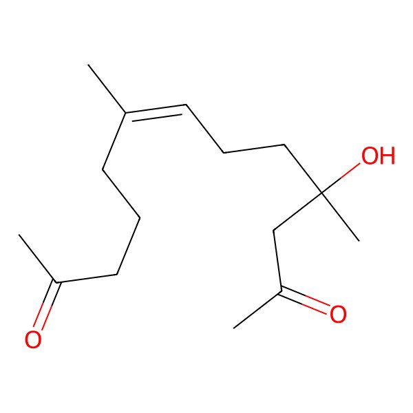 2D Structure of 10-Hydroxy-6,10-dimethyltridec-6-ene-2,12-dione
