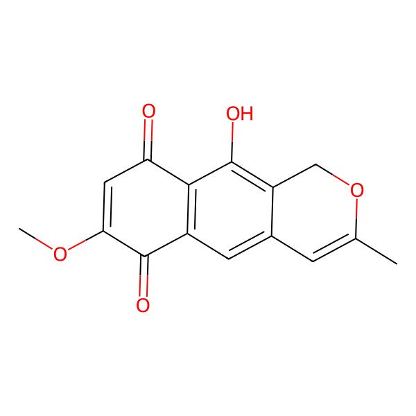 2D Structure of 10-hydroxy-7-methoxy-3-methyl-1H-benzo[g]isochromene-6,9-dione