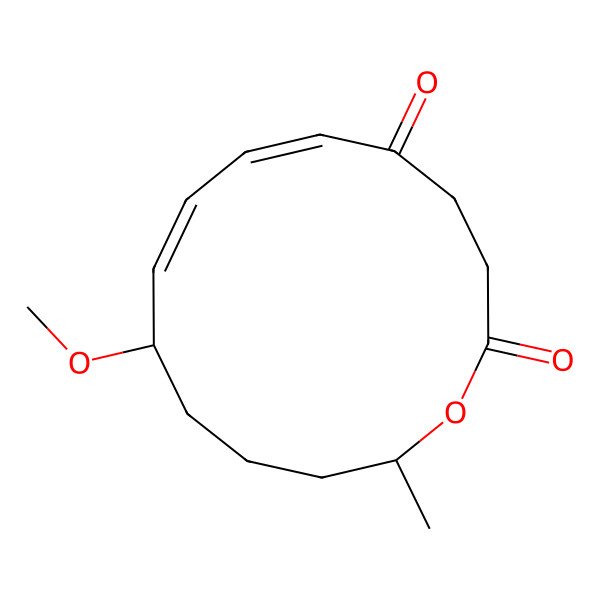 2D Structure of 10-Methoxy-14-methyl-1-oxacyclotetradeca-6,8-diene-2,5-dione
