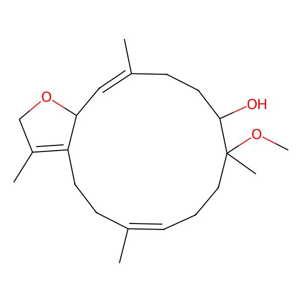 2D Structure of 10-methoxy-3,6,10,14-tetramethyl-4,5,8,9,11,12,13,15a-octahydro-2H-cyclotetradeca[b]furan-11-ol