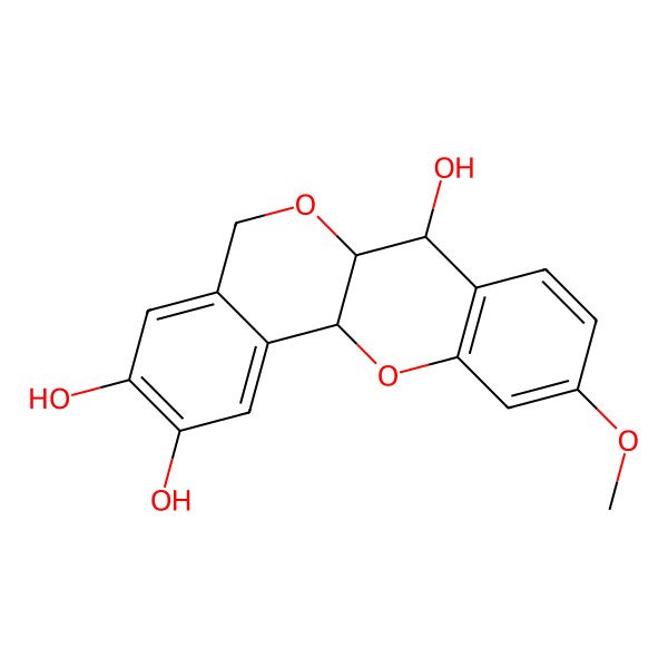 2D Structure of 10-Methoxy-5,6a,7,12a-tetrahydroisochromeno[4,3-b]chromene-2,3,7-triol
