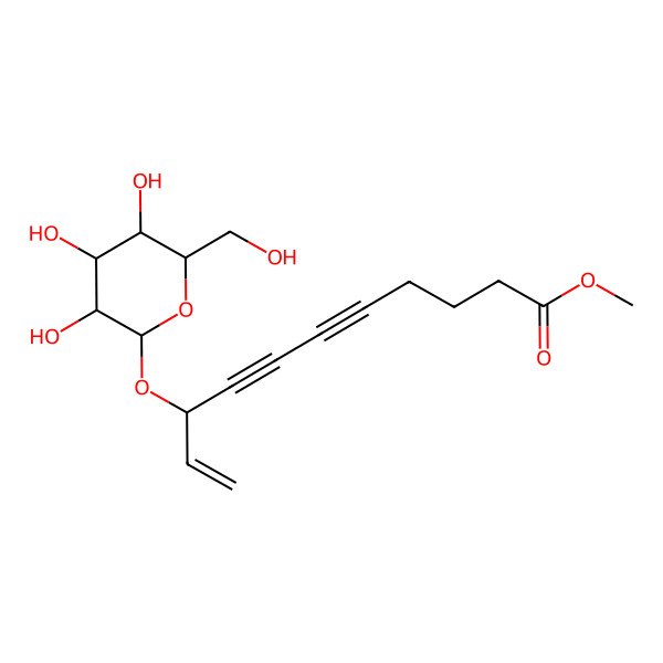 2D Structure of 10-Undecene-5,7-diynoic acid, 9-(beta-D-glucopyranosyloxy)-, methyl ester, (R)-