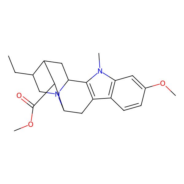 2D Structure of methyl (1S,12S,13R,14S,15R)-15-ethyl-6-methoxy-3-methyl-3,17-diazapentacyclo[12.3.1.02,10.04,9.012,17]octadeca-2(10),4(9),5,7-tetraene-13-carboxylate