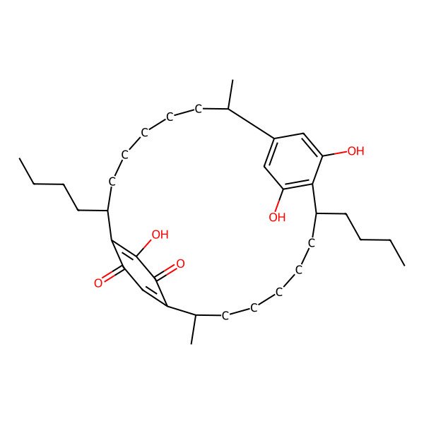 2D Structure of 2,13-Dibutyl-11,22,23-trihydroxy-8,19-dimethyltricyclo[18.2.2.29,12]hexacosa-1(23),9(26),11,20(24),21-pentaene-10,25-dione