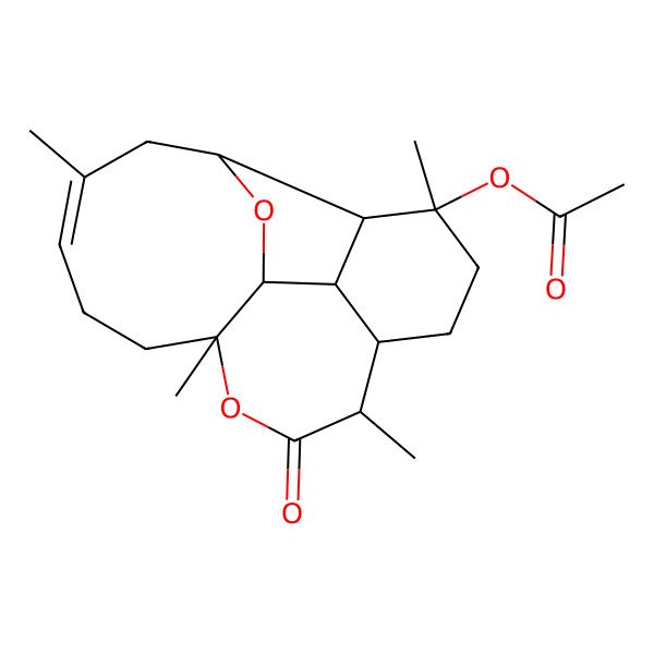 2D Structure of [(1S,2S,3R,4R,7S,8R,11S,14Z,17S)-4,8,11,15-tetramethyl-9-oxo-10,18-dioxatetracyclo[9.7.0.02,7.03,17]octadec-14-en-4-yl] acetate