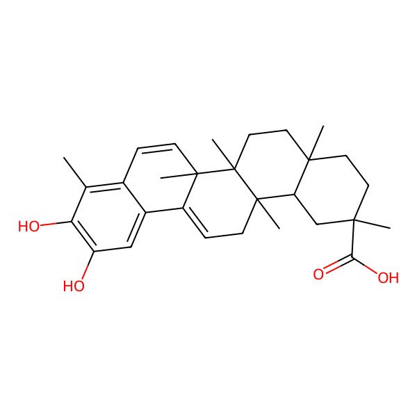 2D Structure of 10,11-dihydroxy-2,4a,6a,6b,9,14a-hexamethyl-3,4,5,6,14,14b-hexahydro-1H-picene-2-carboxylic acid