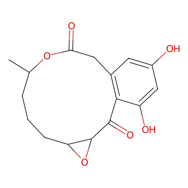 2D Structure of (3S,5R,9S)-15,17-dihydroxy-9-methyl-4,10-dioxatricyclo[11.4.0.03,5]heptadeca-1(13),14,16-triene-2,11-dione