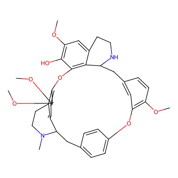 2D Structure of 10,11,16,27-Tetramethoxy-4-methyl-13,29-dioxa-4,21-diazaheptacyclo[28.2.2.114,18.124,28.03,8.07,12.022,36]hexatriaconta-1(32),7(12),8,10,14(36),15,17,24(35),25,27,30,33-dodecaen-15-ol