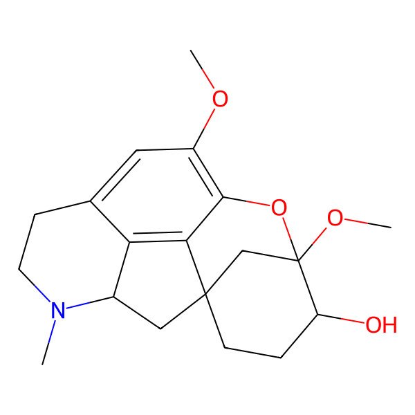 2D Structure of 10,13-Dimethoxy-5-methyl-12-oxa-5-azapentacyclo[11.3.1.11,4.02,11.03,8]octadeca-2,8,10-trien-14-ol
