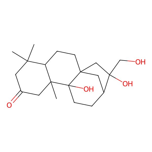 2D Structure of 10,14-Dihydroxy-14-(hydroxymethyl)-5,5,9-trimethyltetracyclo[11.2.1.01,10.04,9]hexadecan-7-one