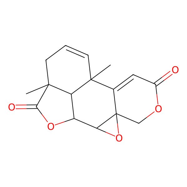 2D Structure of 10,14-Dimethyl-3,6,16-trioxapentacyclo[8.6.1.02,4.04,9.014,17]heptadeca-8,11-diene-7,15-dione