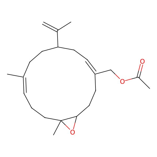 2D Structure of (10,14-Dimethyl-7-prop-1-en-2-yl-15-oxabicyclo[12.1.0]pentadeca-4,10-dien-4-yl)methyl acetate