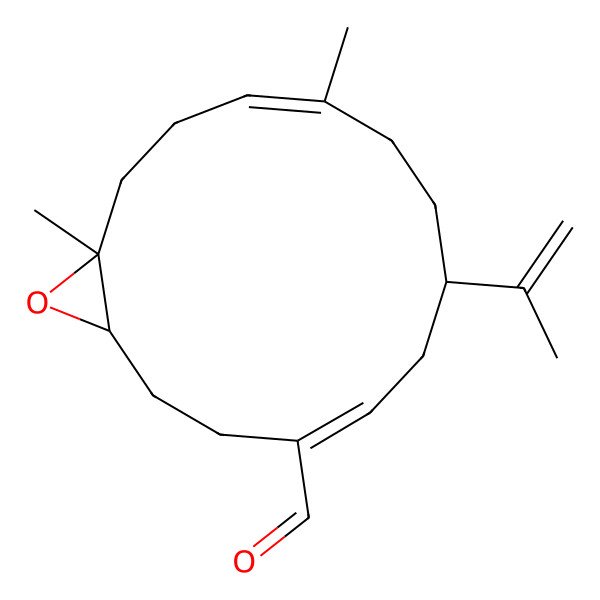 2D Structure of 10,14-Dimethyl-7-prop-1-en-2-yl-15-oxabicyclo[12.1.0]pentadeca-4,10-diene-4-carbaldehyde